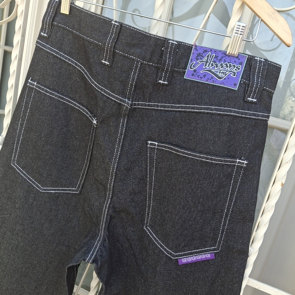 ADWYSD Purple Label Heavy Duty Black Denim Hiphop Baggy Jeans Unisex Size Large - Picture 7 of 16